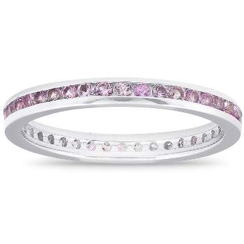 Pompeii3 5/8ct Pink Sapphire Stackable Wedding Anniversary Ring 14K White Gold