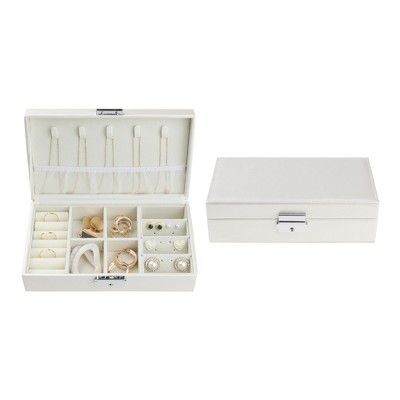 Unique Bargains Small Portable Large Capacity PU Leather Travel Jewelry Storage Case