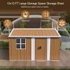 Brown Heavy-Duty Metal Outdoor Storage Shed with Windows, Lockable, All-Weather Waterproof Garden Tool Shed for Backyard or Lawn – Cuddlewood - 2 of 4