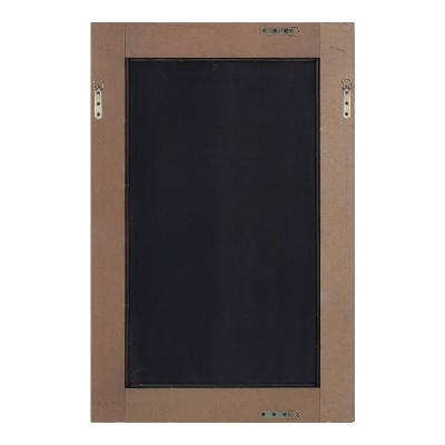 Rustic Brown Rectangular Wood Vanity Mirror with Beaded Edge