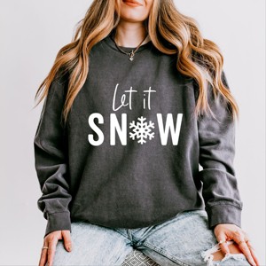 Simply Sage Market Women's Lightweight Garment Dyed Graphic Sweatshirt Let It Snow - 1 of 4