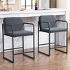 SKRAN Bar Stools Mid Century Mmodern Set of 2,with Armrests, Metal Frame and Upholstered Fabric Padded Seat for Kitchen, Living Room, Pub - 4 of 4