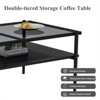 RISOKEYS Rectangle Coffee Table - Tempered Glass Top with Metal Legs, Mid Century 2 Tier Table with Wood Storage Shelf for Living Room - 2 of 4