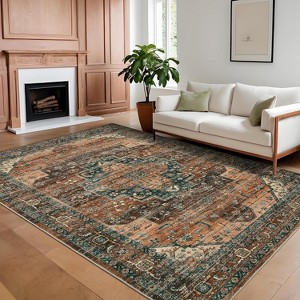 Vintage Washable Runner Rug – Non-Slip Non-Shedding Foldable Distressed Traditional Carpet for Kitchen Bedroom Entryway Bathroom. - 1 of 4