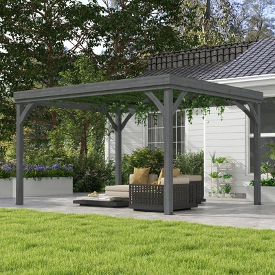 Gray Fir Wood 10' x 12' Outdoor Pergola Gazebo
