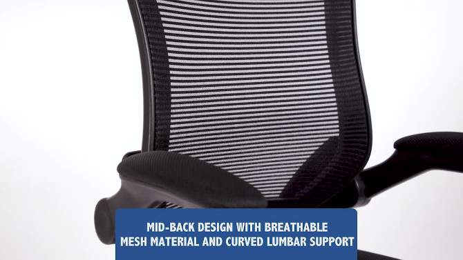 Emma and Oliver Mid-Back Mesh Ergonomic Drafting Chair with Foot Ring and Flip-Up Arms, 2 of 15, play video
