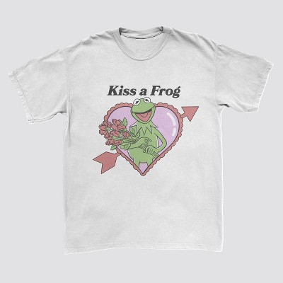 Men's The Muppets Kermit Kiss Short Sleeve Crewneck T-Shirt - White XXL