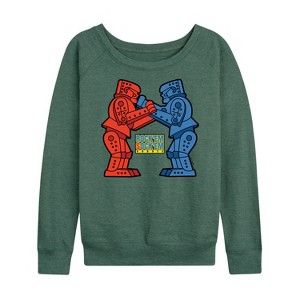 Women's - Rock 'Em Sock 'Em Robots - Rock 'Em Sock 'Em Lightweight French Terry Wide Neck Long Sleeve Shirt - 1 of 4