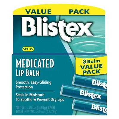 Blistex Medicated SPF 15 Lip Balm - 3ct/0.45oz