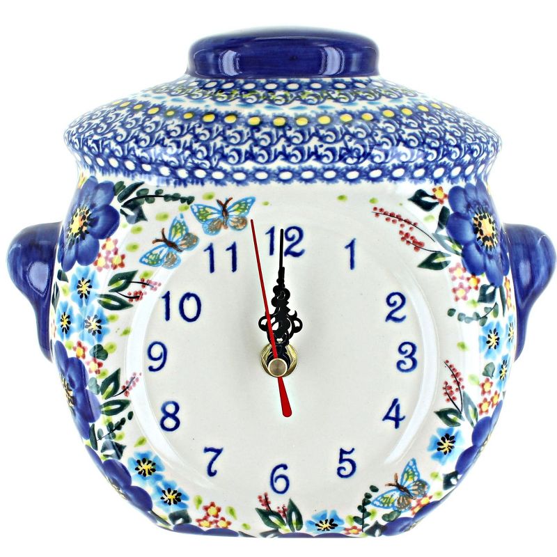 Blue Rose Polish Pottery 272 Vena Wall Clock, 1 of 2