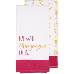 Pavilion Gift Company - Champagne Often - Tea Towel Gift Set (2 - 19.75" x 27.5") - Kitchen Textiles - 1 of 4