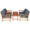 Tangkula 4pcs Wooden Patio Furniture Set Table & Sectional Sofa Garden - 3 of 4