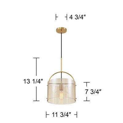 Soft Gold and Cognac Glass Mini Drum Pendant Light