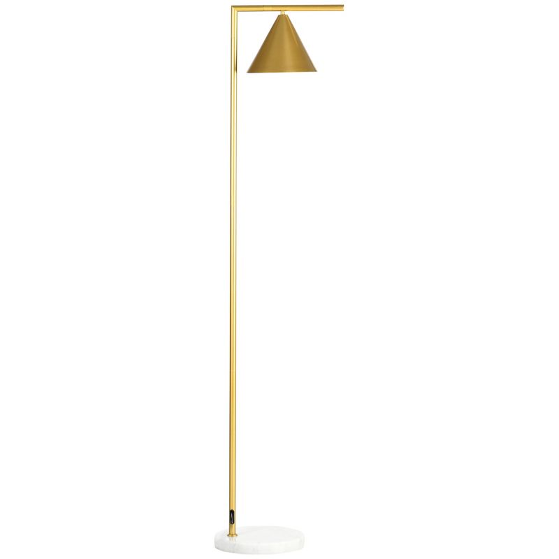 HOMCOM Modern Floor Lamps for Living Room Lighting, Adjustable Standing Lamp for Bedroom Lighting, Gold, 1 of 8