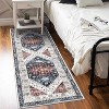 Washable Large Area Rug 9'x12' Vintage Distressed Non Slip No-Shedding Backing Floor Cover Soft Low Pile Foldable Floral Medallion Print Accent Throw - 3 of 4