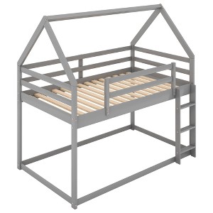 NicBex Twin Over Full/Twin Over Twin House Bunk Bed with Built-in Ladder for Kids Teens Adults - 1 of 4