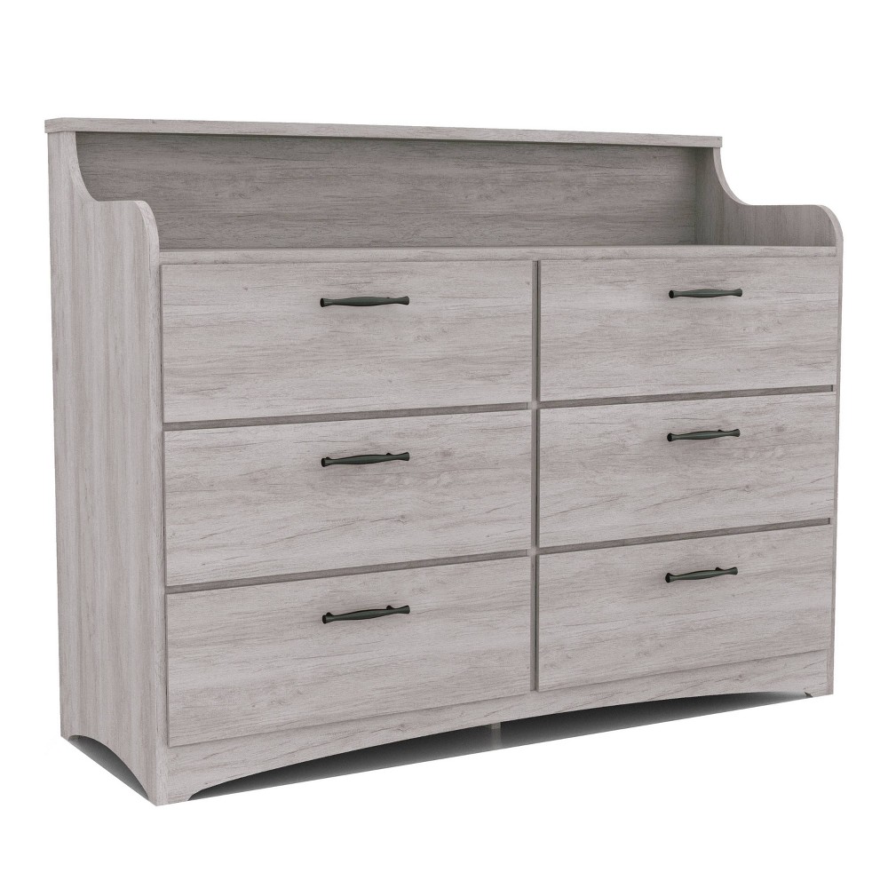Photos - Dresser / Chests of Drawers miBasics Dovecalm Transitional 6 Drawer Dresser with Shelf Coastal White