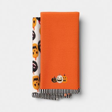 2pk Halloween Glow in the Dark Pumpkins Hand Towels Orange - Hyde and EEK! Boutique™