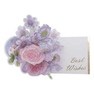 Unique Bargains Pops Up Bouquet Card with Envelope for Friends Family 1 Set - 1 of 4