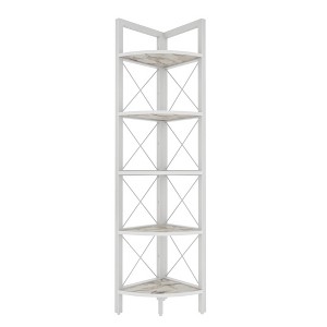 Decorotika,Remo Corner Bookshelf - Ephesus White - 1 of 4