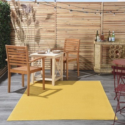 Yellow 4' x 6' Solid Synthetic Indoor/Outdoor Rug