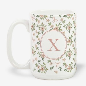 Personalization Mall Blush & Bloom 15oz Ceramic Mug, Pink Bows - 1 of 2
