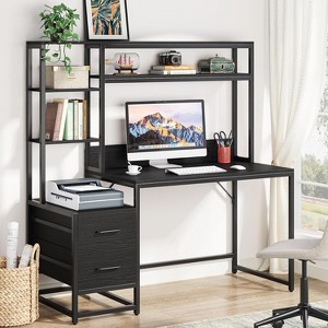 Tribesigns 55 Inch Computer Desk with 2 Drawers and Storage Shelves - 1 of 4