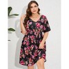 Women's Plus Size Summer Dresses Loose Floral Print Ruffle Mini Flowy Dress - 3 of 4