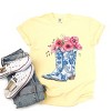 Simply Sage Market Cowboy Boots Floral Garment Dyed Tee - 3 of 4