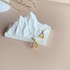 14K Gold Plated Triple Huggie Illusion Stud Earrings | Double Huggie Hoop Earrings for One Hole | Gold Hoop Earrings for Women - 4 of 4