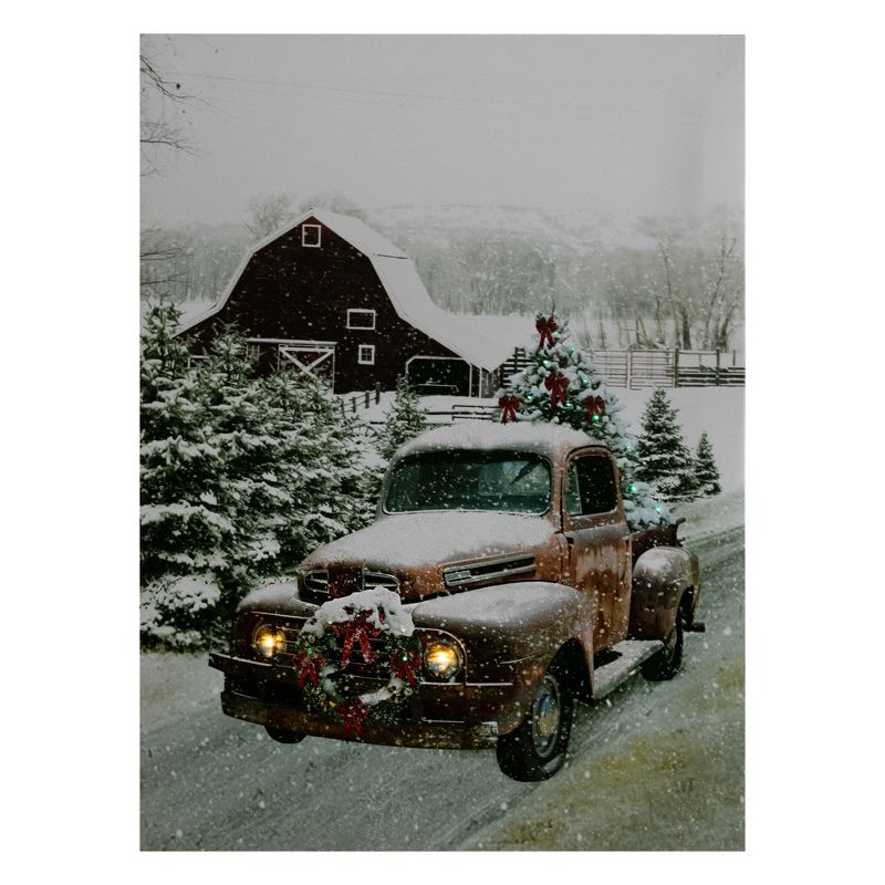 Northlight LED Lighted Fiber Optic Truck with Tree Christmas Canvas Wall Art 15.75"  x 11.75", 4 of 7