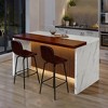 JUJABU 63" Modern Kitchen Island with Marble-Style Countertop and Grille Panel Design for Dining or Living Room - 4 of 4