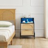 Garvee Rattan Nightstand with Charging Station and LED Lights, Bedside Table with 2 Storage Rattan Drawer,Storage End Table, for Living Room,Bedroom - 3 of 4