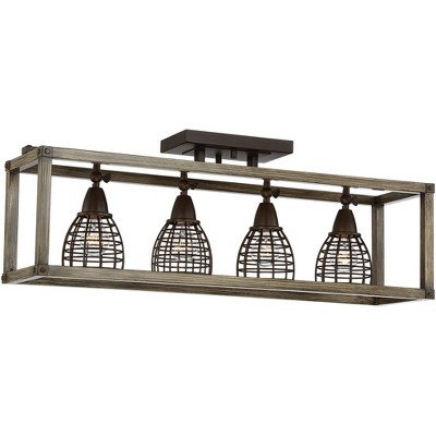 Pro Track Verdorn 4-Light Oiled Bronze with Wood Cage Track Fixture