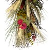 Northlight 24" Autumn Harvest Wheat and Eucalyptus with Feathers Teardrop Swag - Unlit - 4 of 4