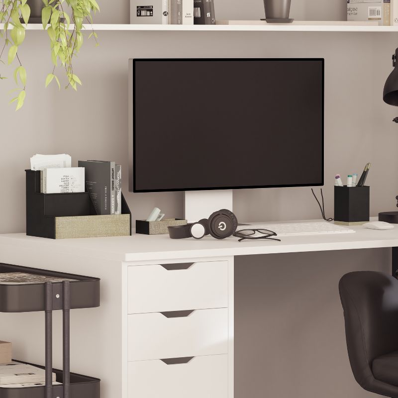 Merrick Lane 3 Piece Metal and Wood Desk Organizer Set for Desktop, Countertop, or Vanity, 3 of 13