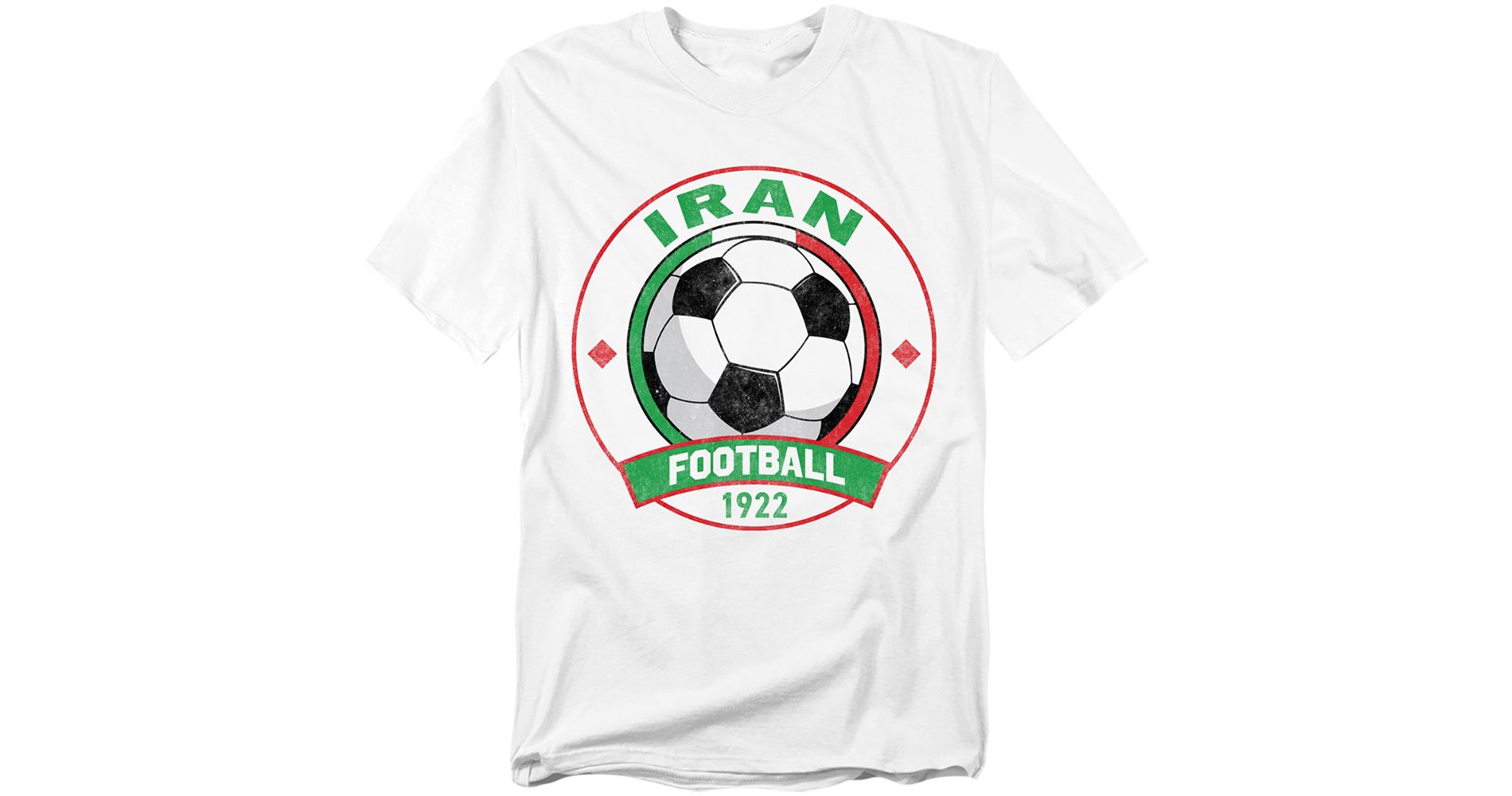 Men's Iran Distressd Soccer Ball Vintage Football Emblem T-Shirt