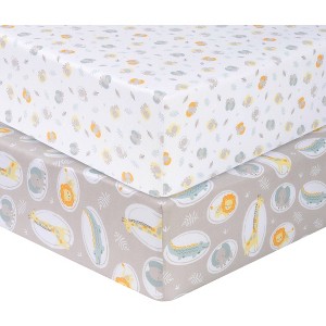 Sammy & Lou Jungle Pals Microfiber Crib Sheet - 2pk - 1 of 4