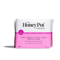 The Honey Pot Company Non-Herbal Regular Pads with Wings, Organic Cotton Cover - 20ct