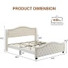 Upholstered Platform Bed Frame,Metal Bed Frame with Velvet Button Tufting and Nailhead, Arched Bed Tailboard,Embellished Wing Back Headboard - 2 of 4