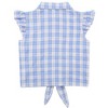 Girls Tie Front Knot Tops with Ruffle Sleeve Plaid Tops Tie Front Blouse Short Sleeve Button Down Shirts for Toddler Girls - 3 of 4