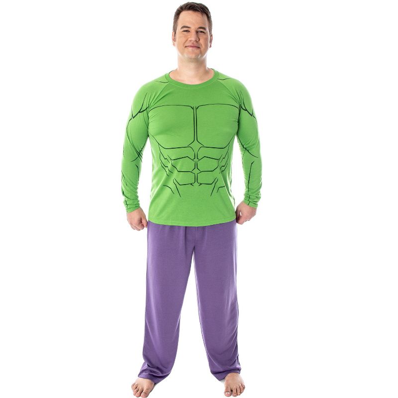 Marvel Men's The Incredible Hulk Costume Raglan Top And Pants Pajama Set Incredible Hulk, 2 of 5