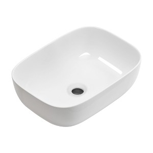 ChicFurnit Bathroom Sinks Rectangle Countertop Bathroom Sink Porcelain Ceramic Thin Edge Basin Vessel Sink for Bathrooms, White, 17.9"*12.6"*5.3" - 1 of 4