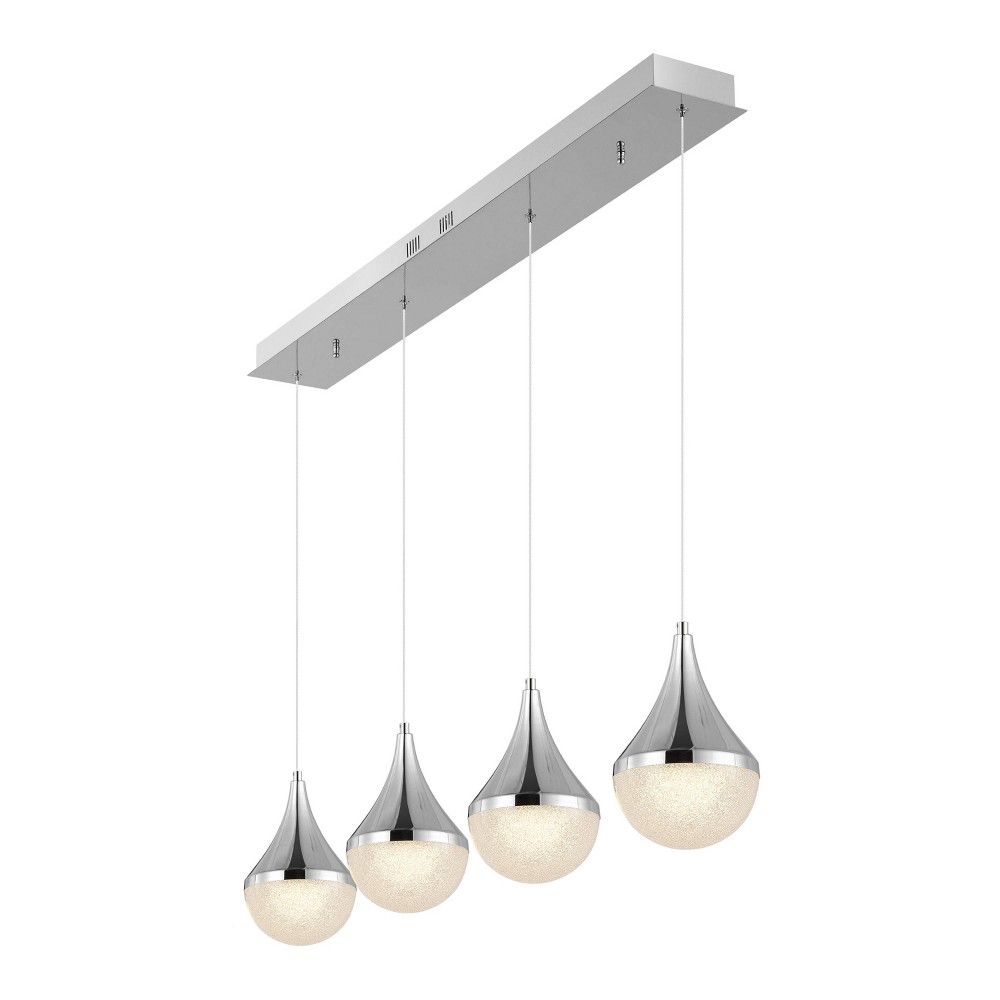 Photos - Chandelier / Lamp 47" 4-Light Elena Teardrop Modern Mid-Century Iron/Acrylic Linear LED Pend