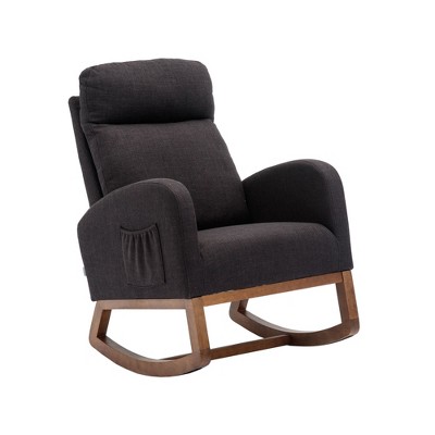 NicBex Linen Fabric Glider Rocking Chair,Upholstered Nursery Rocking Chairs with High Backrest,Modern Rocking Chair,Nursing Chair for Bedroom