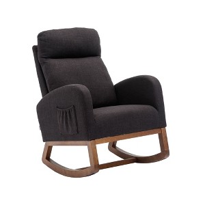 NicBex Linen Fabric Glider Rocking Chair,Upholstered Nursery Rocking Chairs with High Backrest,Modern Rocking Chair,Nursing Chair for Bedroom - 1 of 4