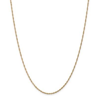 Black Bow Jewelry 1.3mm 14k Yellow Gold Diamond Cut Singapore Chain Necklace