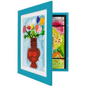 Americanflat Kids Art Frame 10x12.5 inches with 8.5x11 inches Mat - Composite Wood And Glass - Holds 100 Artworks - 1 of 4