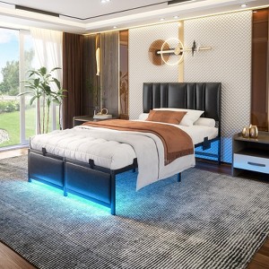 Aheaplus Headboards with LED Light, Height Adjustable Bed Frame with Headboard - 1 of 4