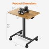Computer Desk, Mobile Desk with Metal Frame and Leg, Adjustable Height 28.5 to 42.5 in, 4 Wheels, Ergonomic Rolling Laptop Desk for Home Office Black - 2 of 4